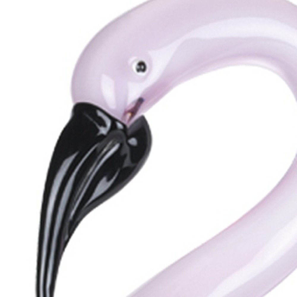 15" Pink Murano Glass Flamingo Figurine Tabletop Sculpture HomeRoots