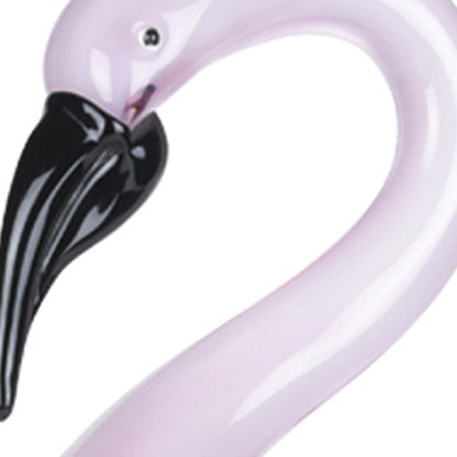 15" Pink Murano Glass Flamingo Figurine Tabletop Sculpture