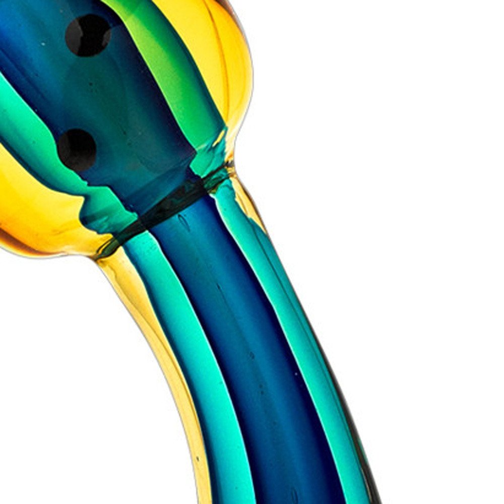 12" Clear Yellow Green Black Murano Glass Cat Figurine Tabletop Sculpture HomeRoots