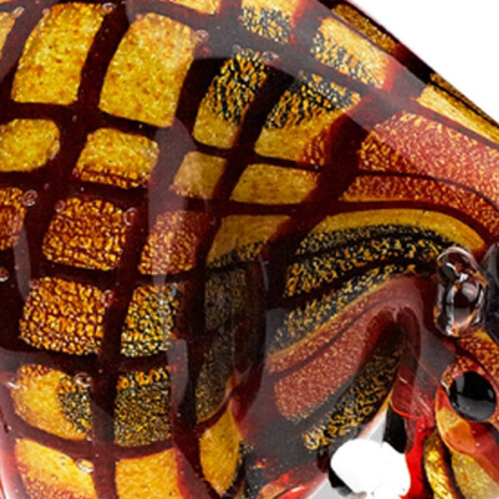 9" Clear Brown and Black Murano Glass Bull Figurine Tabletop Sculpture HomeRoots