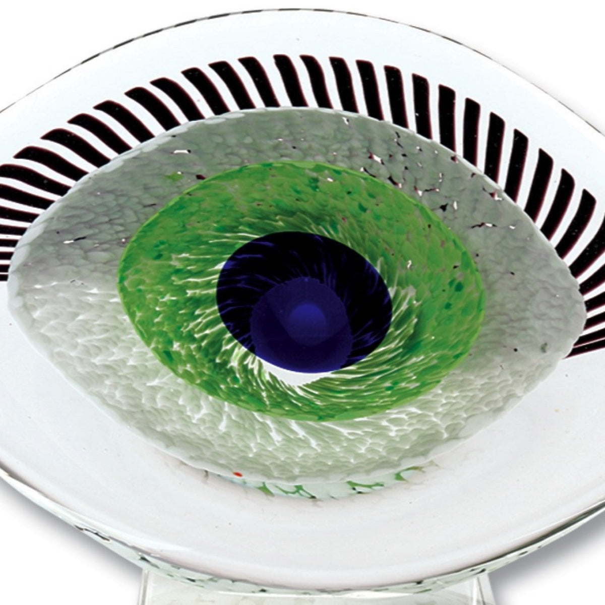 8" Clear Blue and Green Murano Glass Modern Abstract Tabletop Sculpture HomeRoots