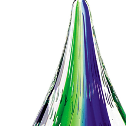 9" Clear Blue and Green Murano Glass Modern Abstract Tabletop Sculpture HomeRoots