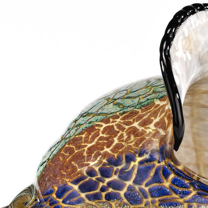 10" Gold Blue Green White Murano Glass Conch Shell Tabletop Sculpture