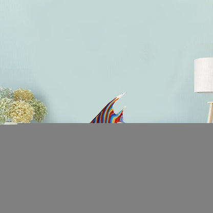9" Blue and Red Murano Glass Fish Figurine Tabletop Sculpture HomeRoots