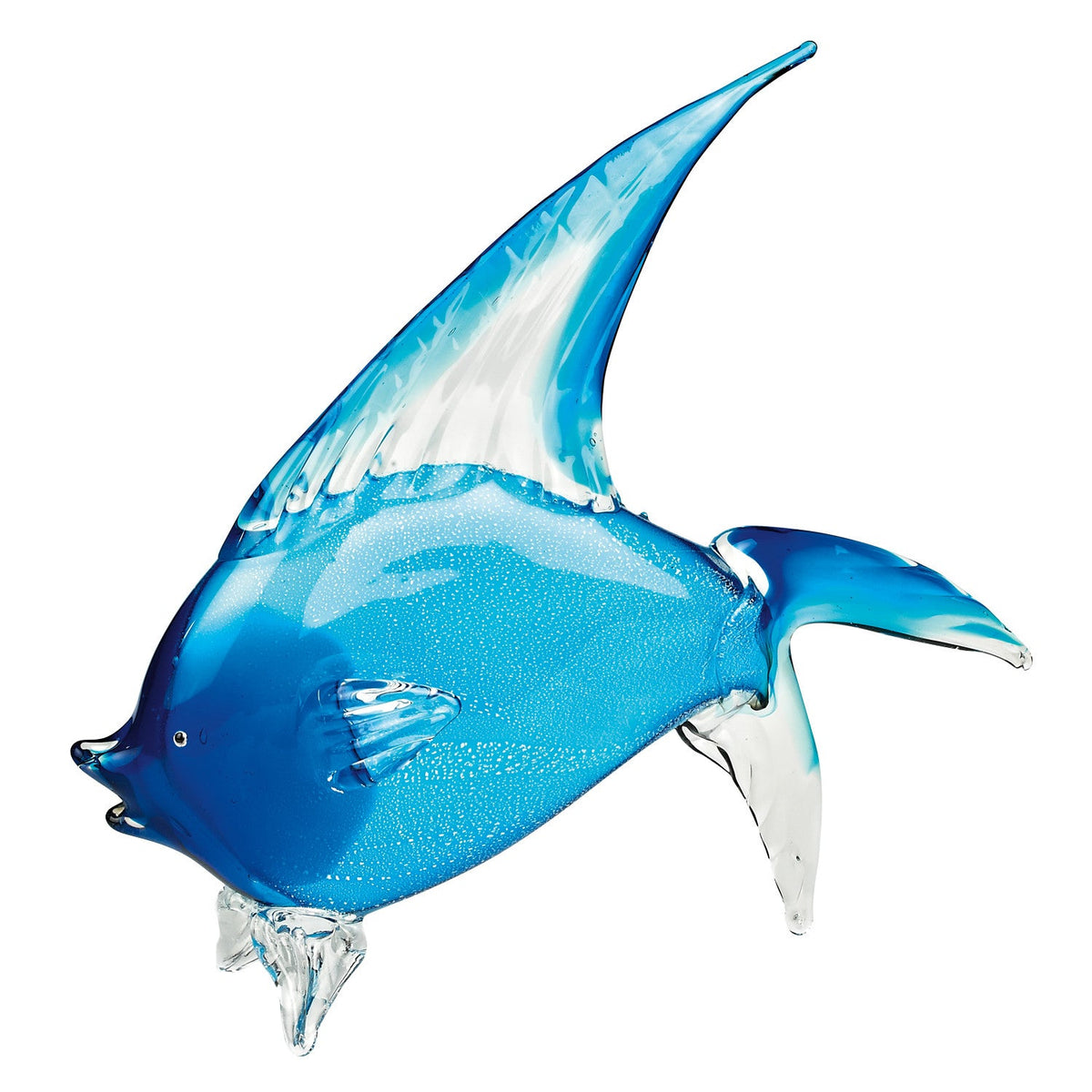 16" Blue Murano Glass Fish Figurine Tabletop Sculpture — view 1