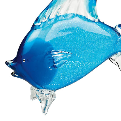 16" Blue Murano Glass Fish Figurine Tabletop Sculpture HomeRoots