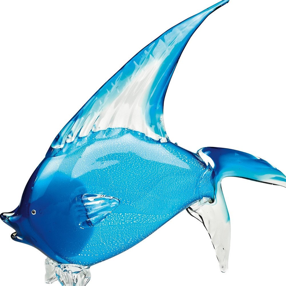 16" Blue Murano Glass Fish Figurine Tabletop Sculpture HomeRoots