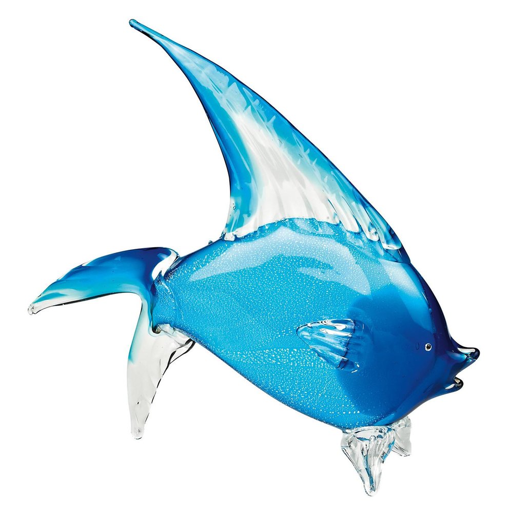 16" Blue Murano Glass Fish Figurine Tabletop Sculpture HomeRoots