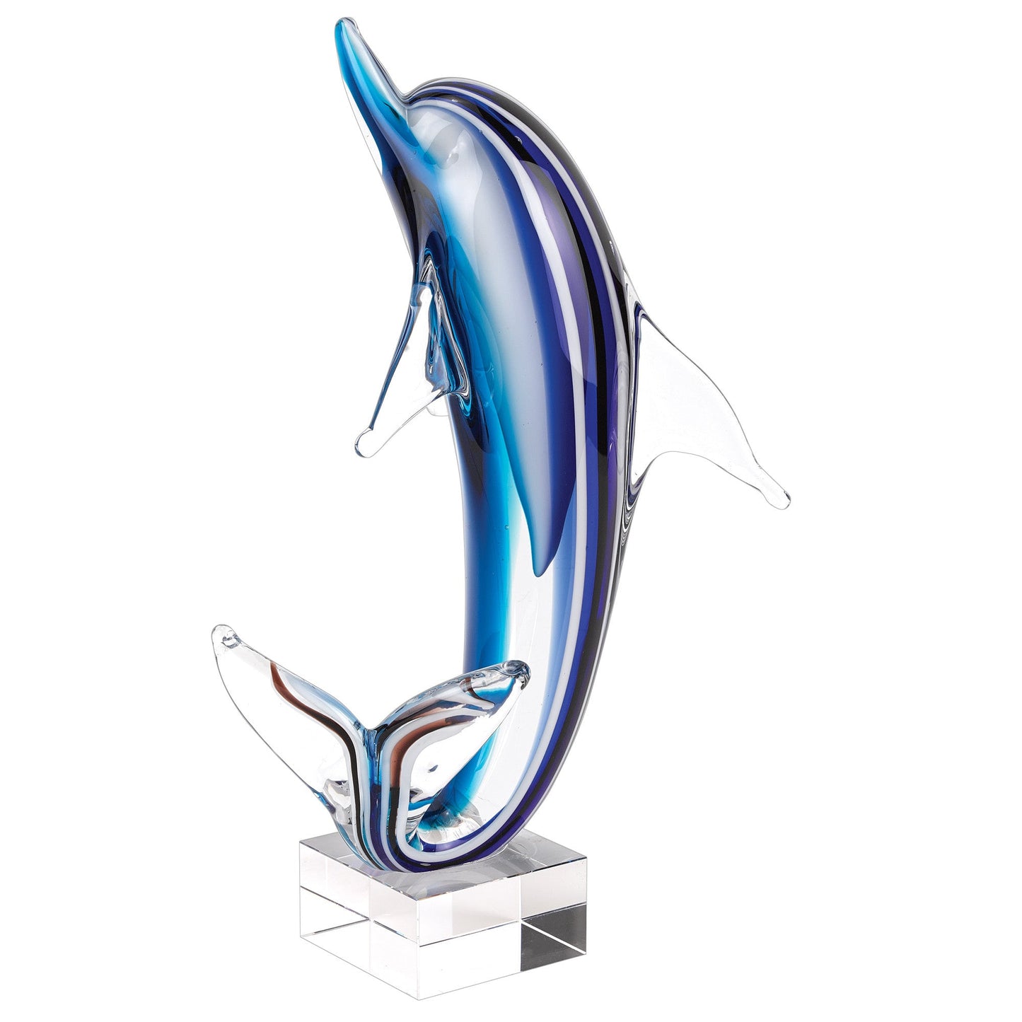14" Blue Murano Glass Dolphin Figurine Tabletop Sculpture HomeRoots