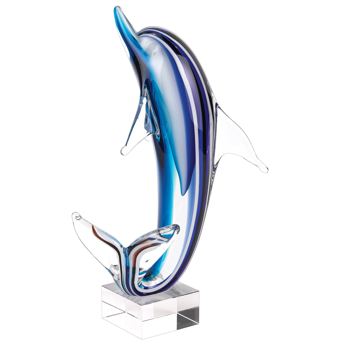 14" Blue Murano Glass Dolphin Figurine Tabletop Sculpture — view 1