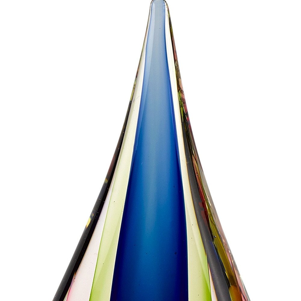 12" Clear Red Blue Yellow Murano Glass Modern Abstract Tabletop Sculpture HomeRoots