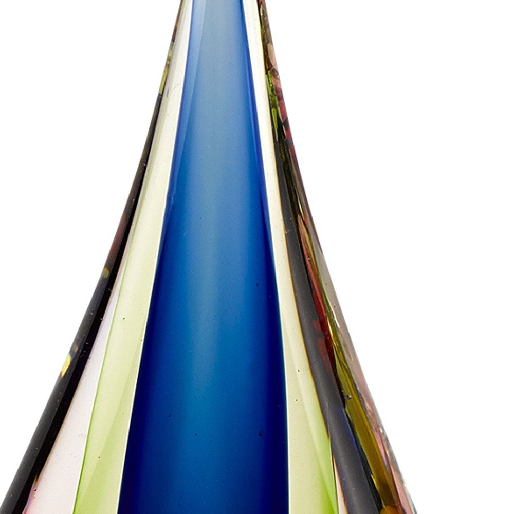 12" Clear Red Blue Yellow Murano Glass Modern Abstract Tabletop Sculpture HomeRoots