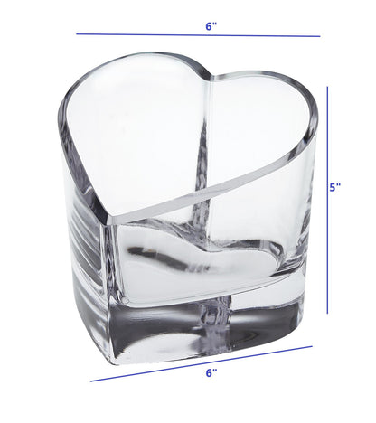 5" Clear Mouth Blown European Crystal Heart Bowl HomeRoots