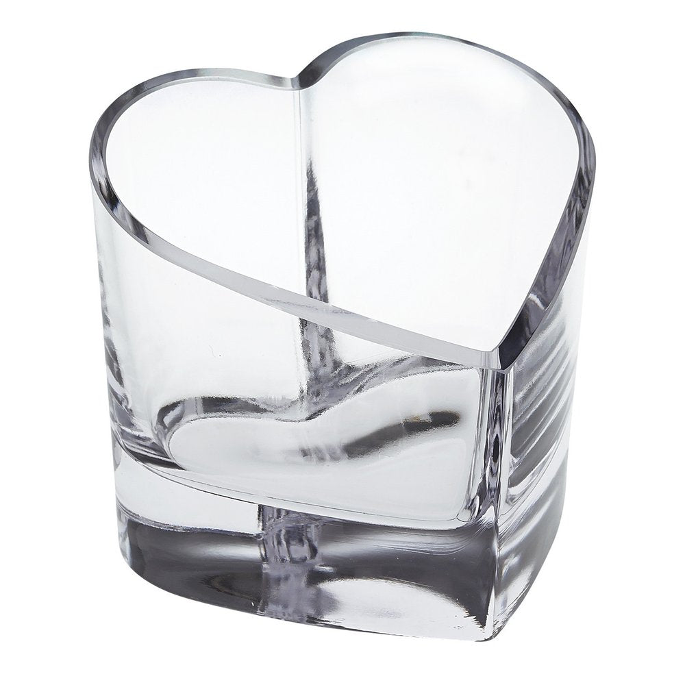 5" Clear Mouth Blown European Crystal Heart Bowl HomeRoots