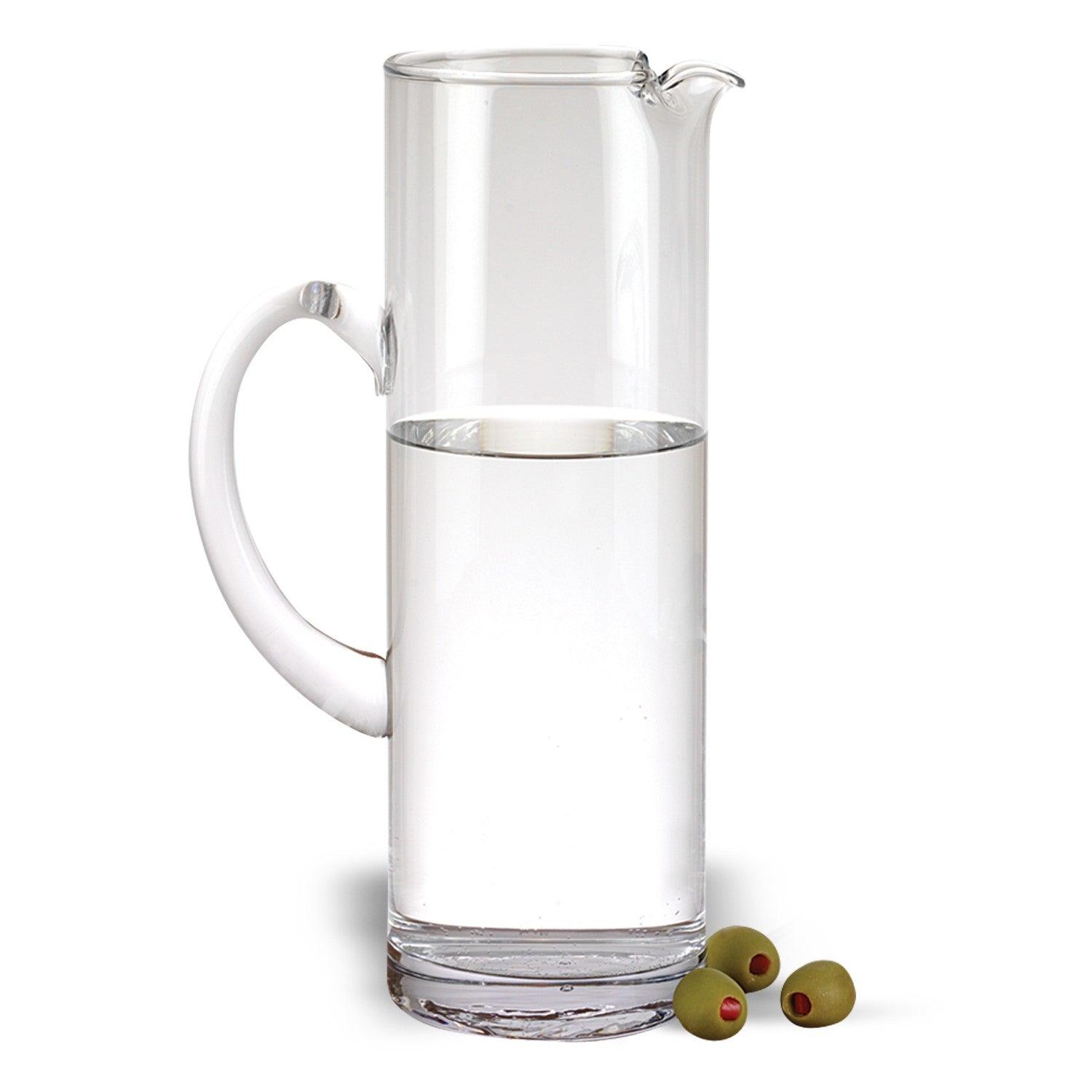 12" Clear Mouth Blown Lead Free Crystal Glass Pitcher - FurniFindUSA