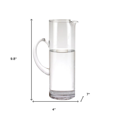 10" Clear Mouth Blown Lead Free Crystal Glass Pitcher - FurniFindUSA