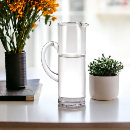 10" Clear Mouth Blown Lead Free Crystal Glass Pitcher - FurniFindUSA