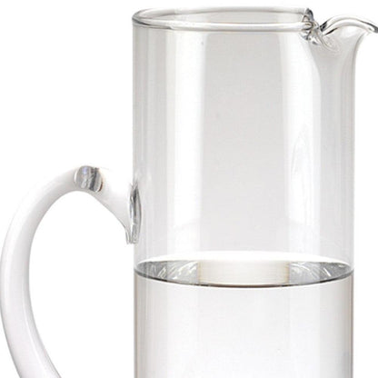 10" Clear Mouth Blown Lead Free Crystal Glass Pitcher - FurniFindUSA