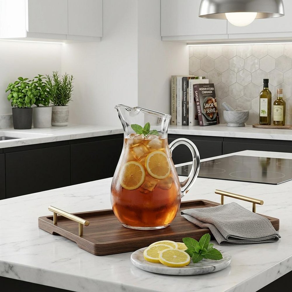 Mouth Blown Ice Tea  Martini Or Water Glass Pitcher  36 Oz HomeRoots
