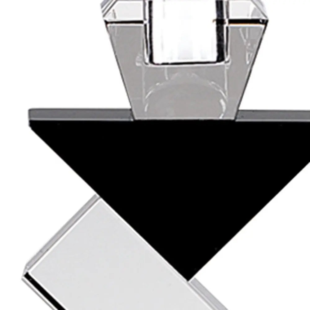 Black Crystal Geometric Tabletop Pillar Candle Holders HomeRoots