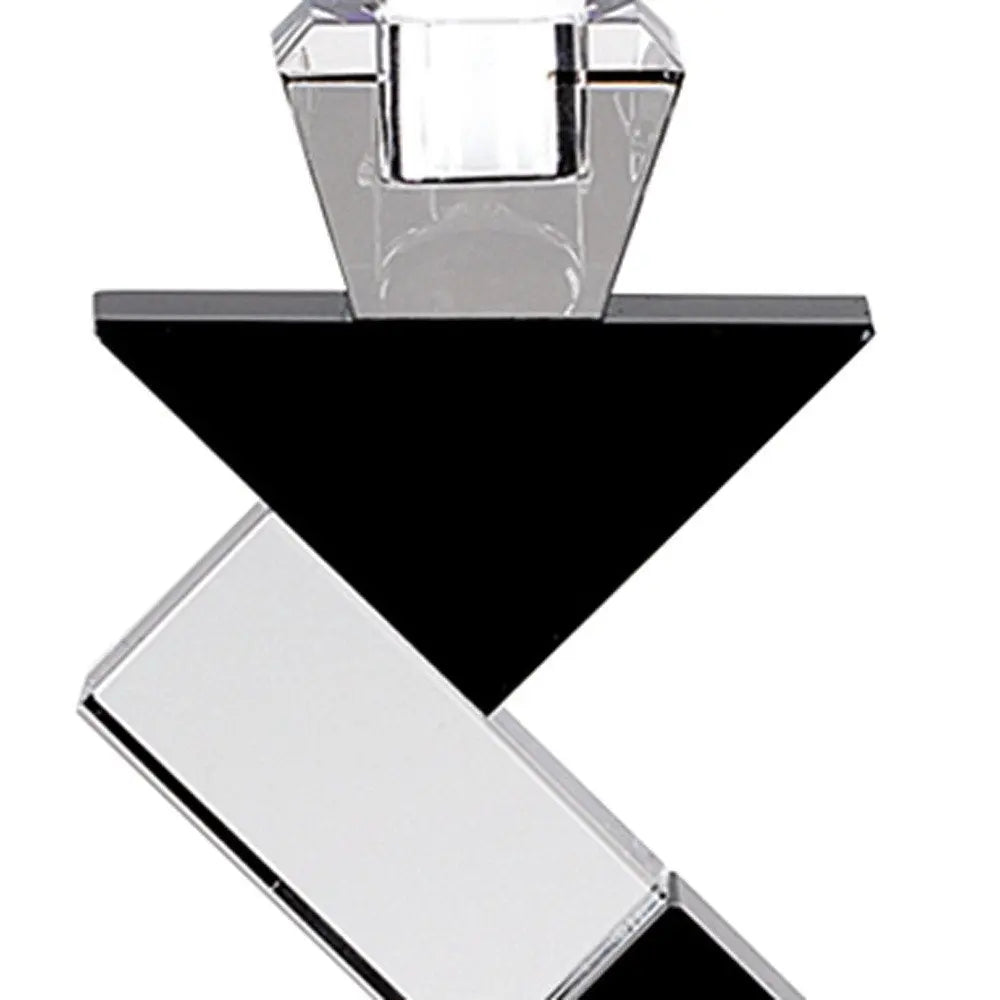 Black Crystal Geometric Tabletop Pillar Candle Holders HomeRoots