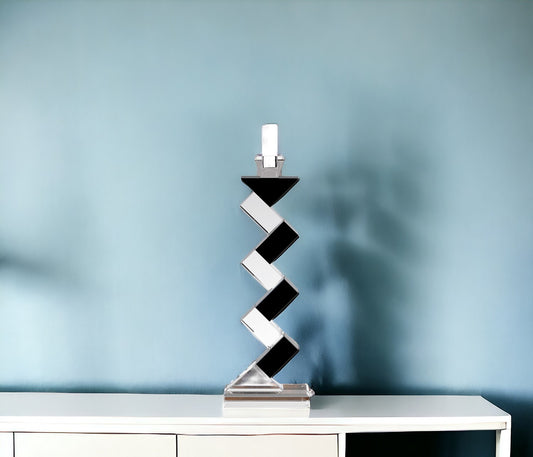 Black Crystal Geometric Tabletop Pillar Candle Holders