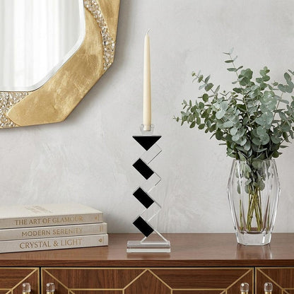 Black Crystal Geometric Tabletop Pillar Candle Holders HomeRoots