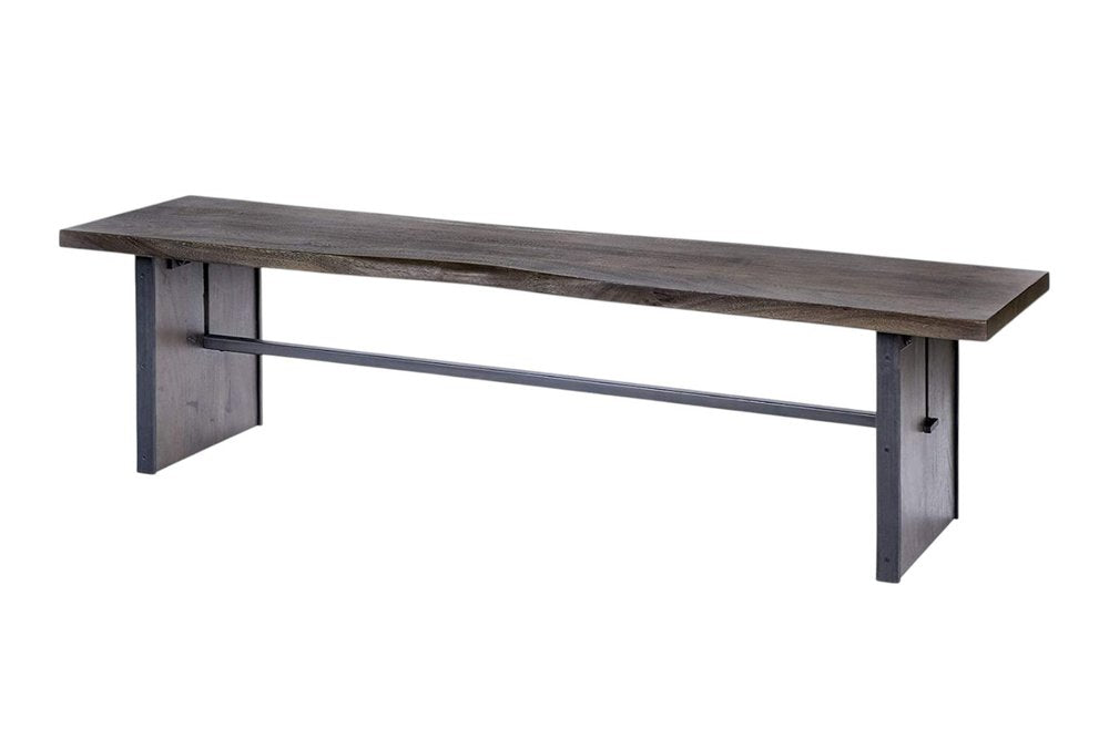 Rectangular Indian Mango Woodbrown Tone Finish W Metal Cladding On The Base Dining Bench — view 7