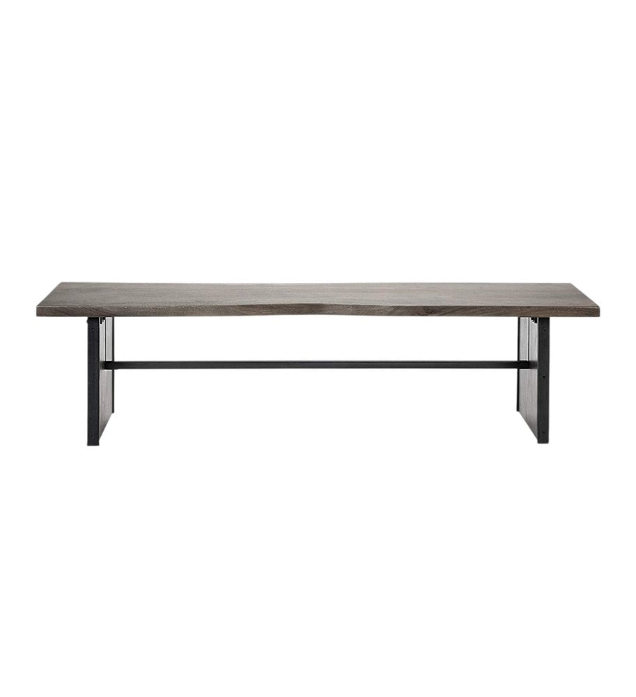 Rectangular Indian Mango Woodbrown Tone Finish W Metal Cladding On The Base Dining Bench HomeRoots