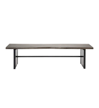 Rectangular Indian Mango Woodbrown Tone Finish W Metal Cladding On The Base Dining Bench HomeRoots