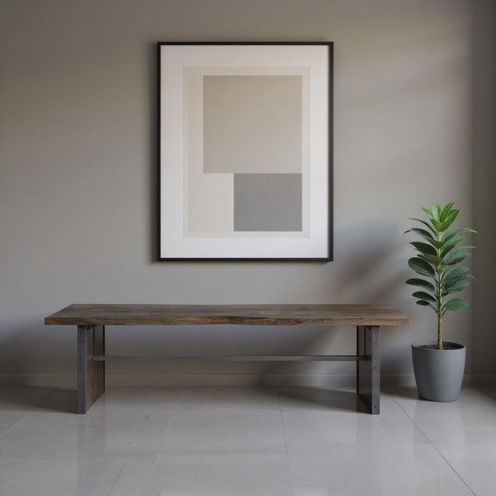 Rectangular Indian Mango Woodbrown Tone Finish W Metal Cladding On The Base Dining Bench HomeRoots