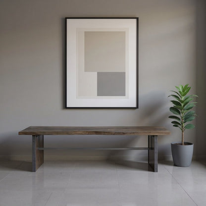 Rectangular Indian Mango Woodbrown Tone Finish W Metal Cladding On The Base Dining Bench HomeRoots