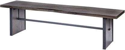 Rectangular Indian Mango Woodbrown Tone Finish W Metal Cladding On The Base Dining Bench HomeRoots