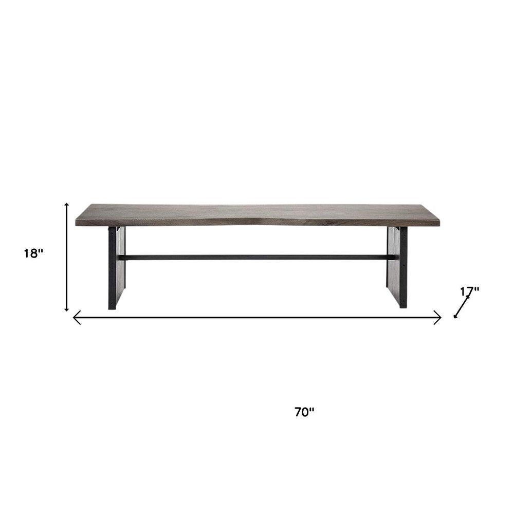 Rectangular Indian Mango Woodbrown Tone Finish W Metal Cladding On The Base Dining Bench HomeRoots