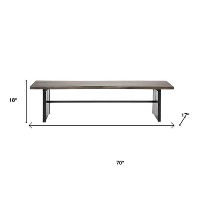 Rectangular Indian Mango Woodbrown Tone Finish W Metal Cladding On The Base Dining Bench HomeRoots