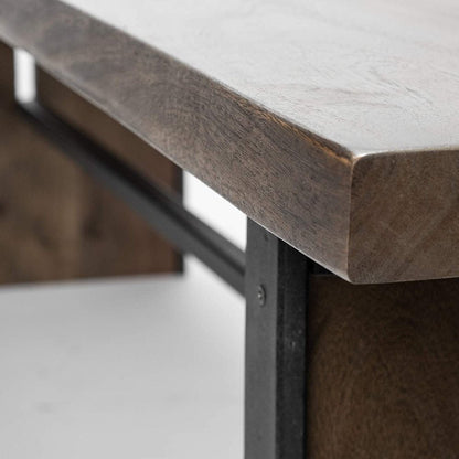 Rectangular Indian Mango Woodbrown Tone Finish W Metal Cladding On The Base Dining Bench HomeRoots