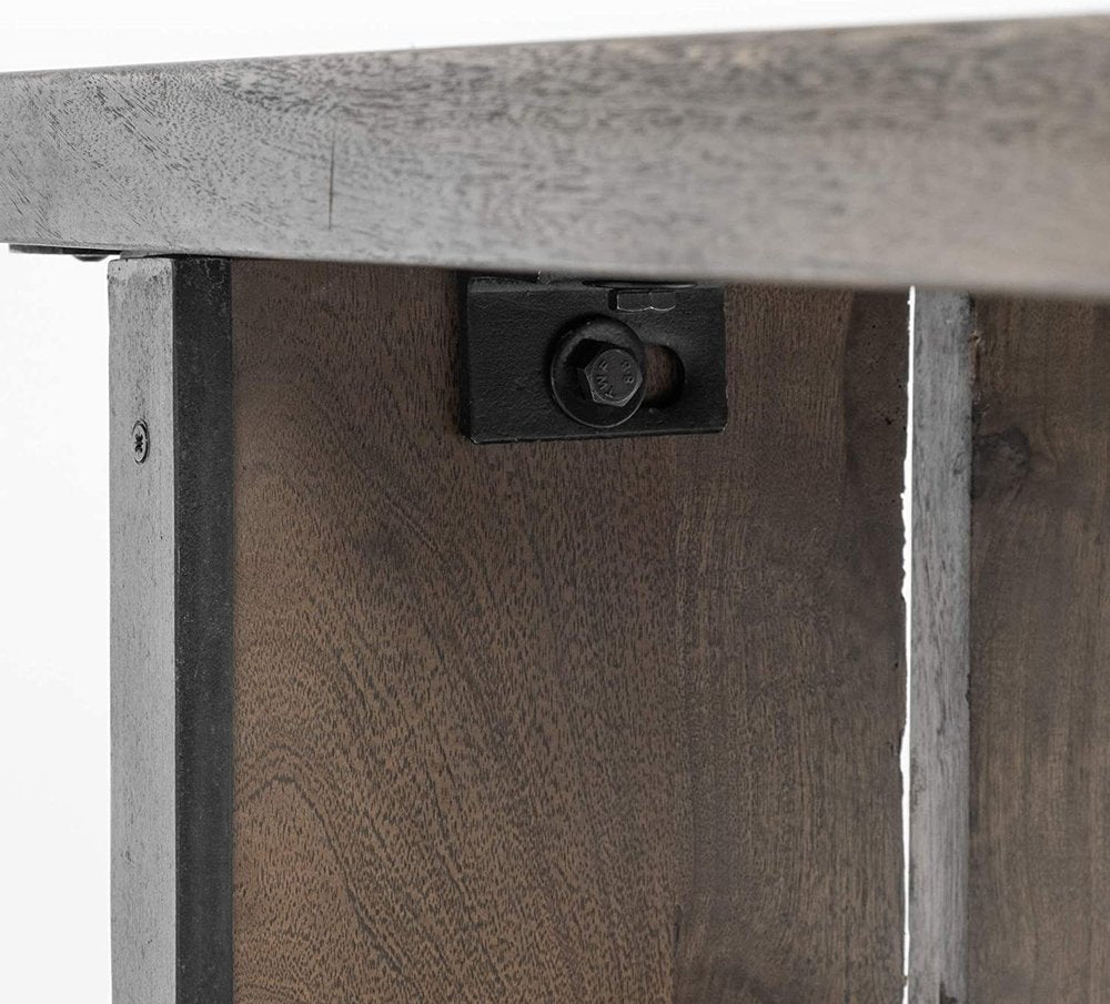 Rectangular Indian Mango Woodbrown Tone Finish W Metal Cladding On The Base Dining Bench HomeRoots