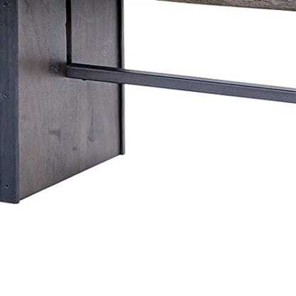 Rectangular Indian Mango Woodbrown Tone Finish W Metal Cladding On The Base Dining Bench HomeRoots