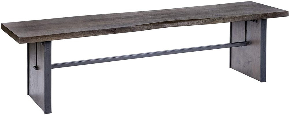 Rectangular Indian Mango Woodbrown Tone Finish W Metal Cladding On The Base Dining Bench HomeRoots
