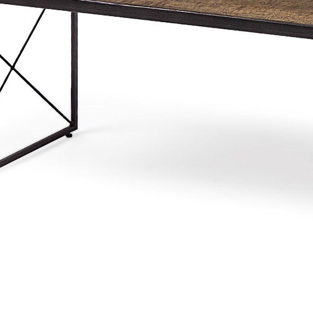 Rectangular Mango Woodmedium Brown Top And Black Iron Base Accent Bench - FurniFindUSA