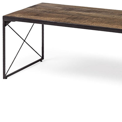 Rectangular Mango Woodmedium Brown Top And Black Iron Base Accent Bench HomeRoots