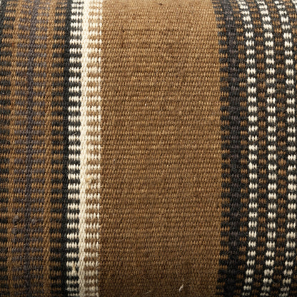 59" Beige and Gray and Brown Upholstered Jute Striped Bench