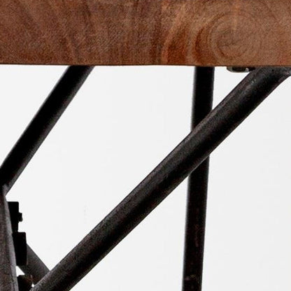 66" Brown and Black Distressed Live Edge Solid Wood Dining Bench HomeRoots