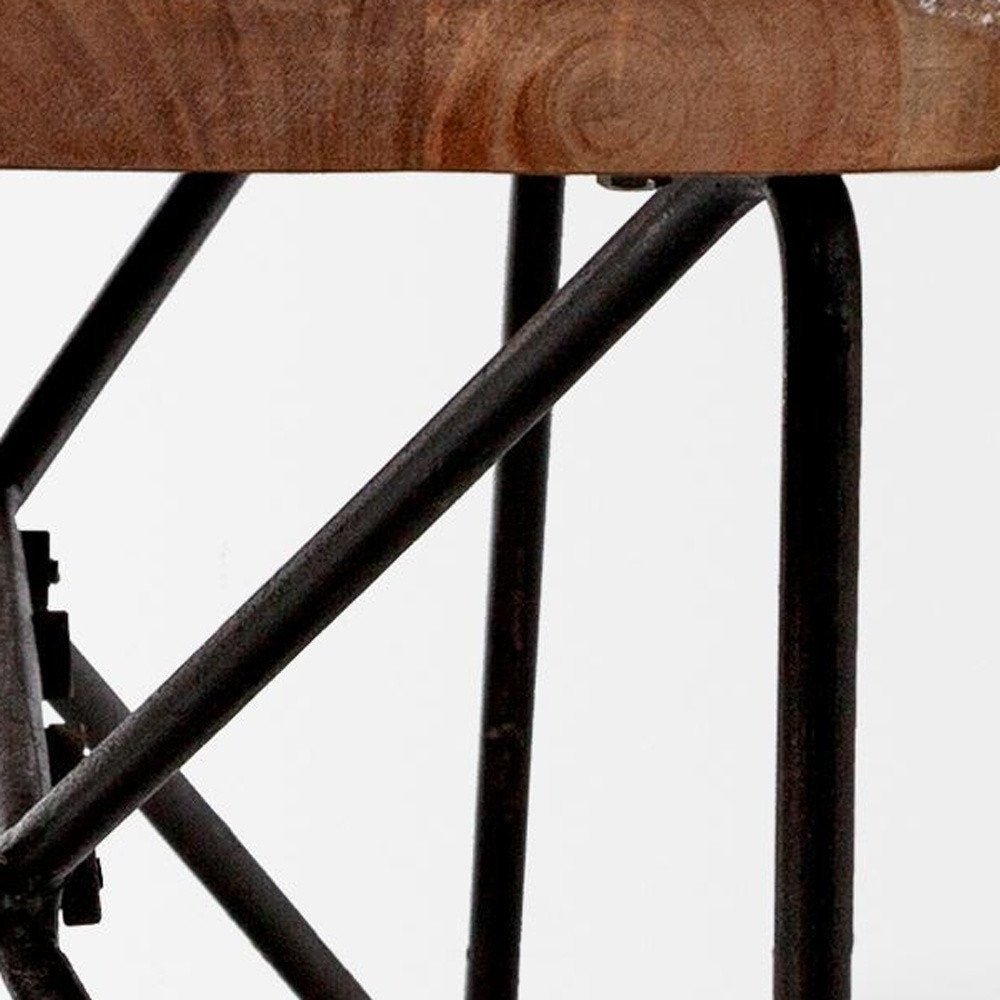 66" Brown and Black Distressed Live Edge Solid Wood Dining Bench HomeRoots