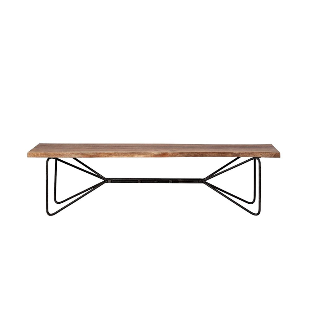 66" Brown and Black Distressed Live Edge Solid Wood Dining Bench HomeRoots