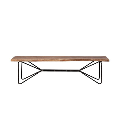 66" Brown and Black Distressed Live Edge Solid Wood Dining Bench HomeRoots