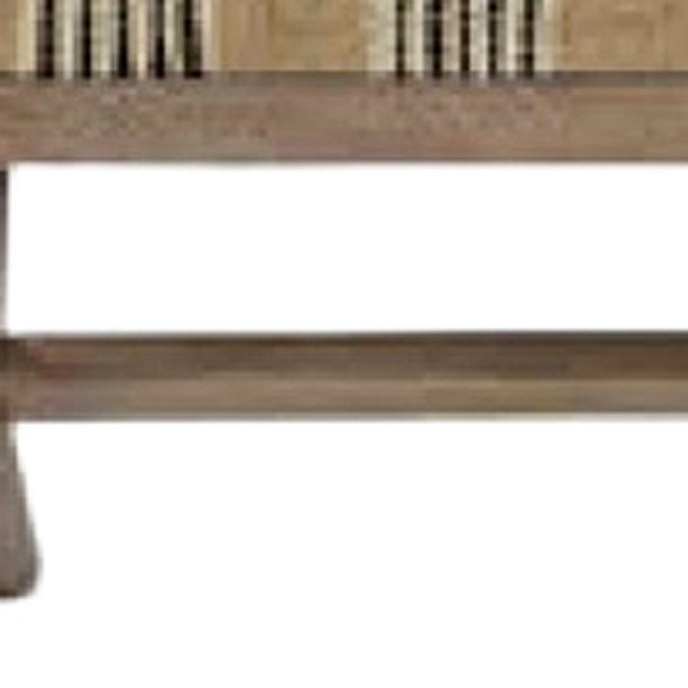 16" Beige And Brown Upholstered Cotton Blend Bench HomeRoots