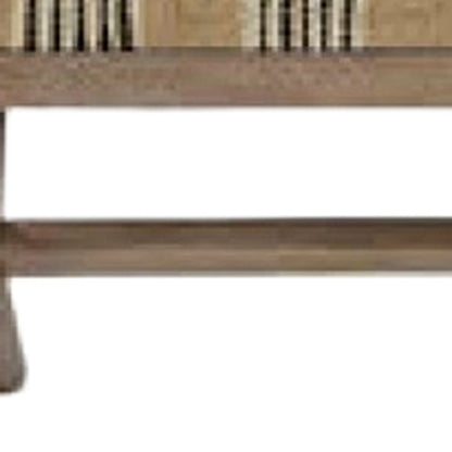 16" Beige And Brown Upholstered Cotton Blend Bench HomeRoots