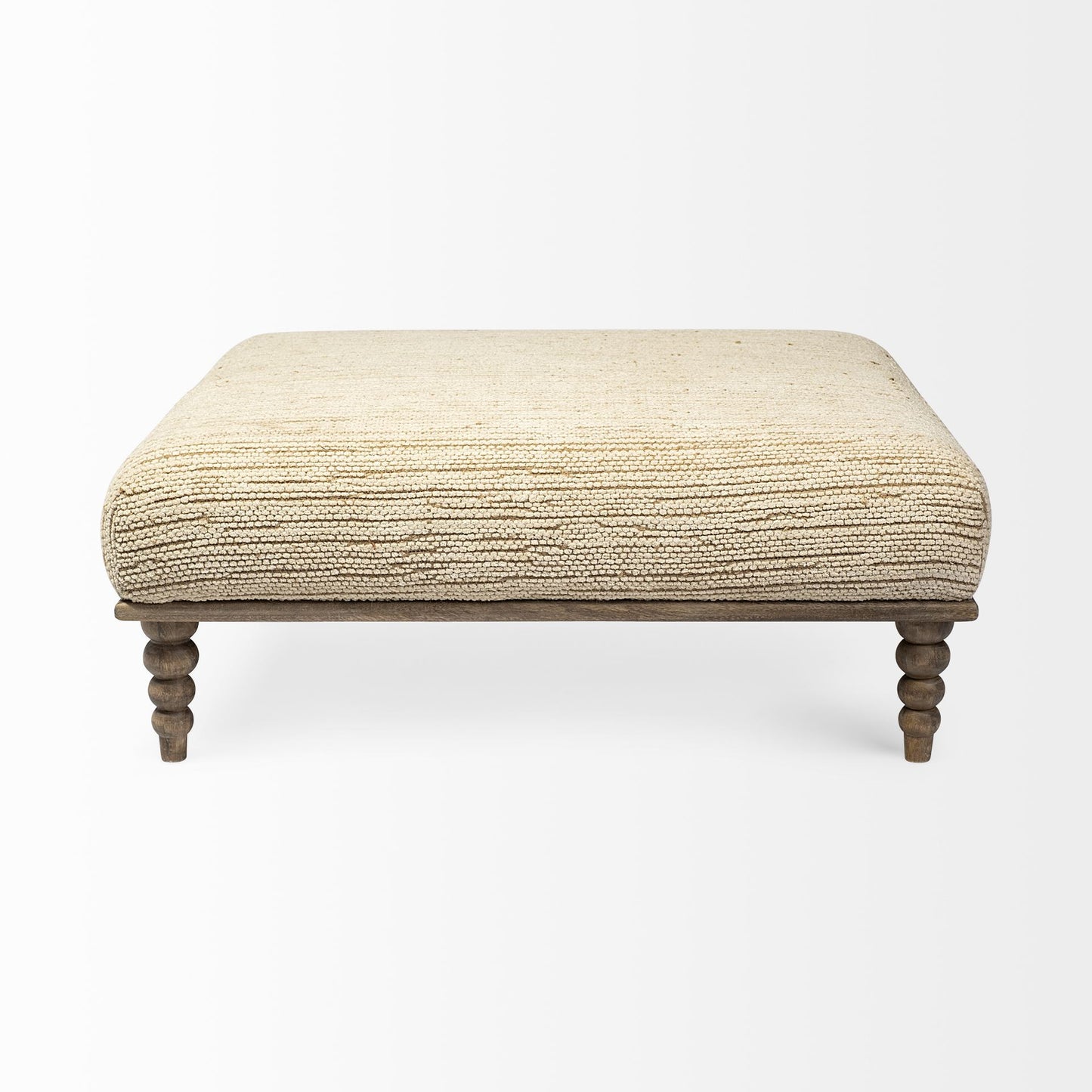 42" Cream And Brown Upholstered Cotton Blend Bench - FurniFindUSA