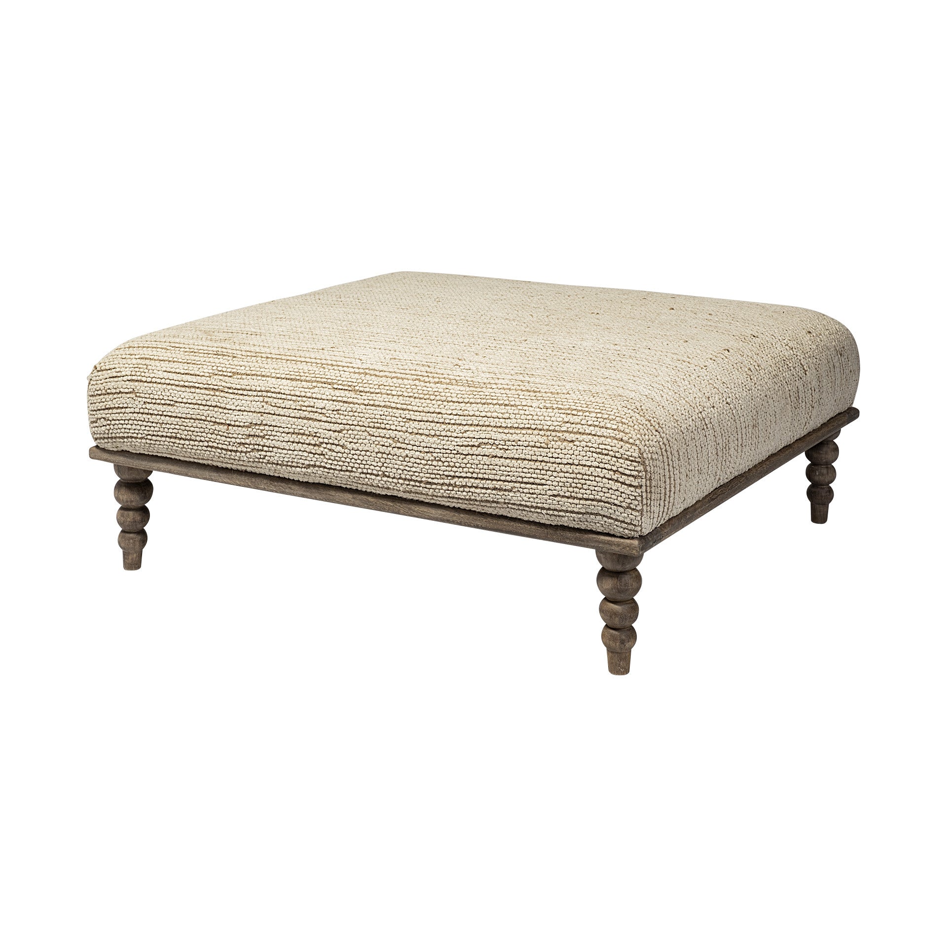 42" Cream And Brown Upholstered Cotton Blend Bench - FurniFindUSA